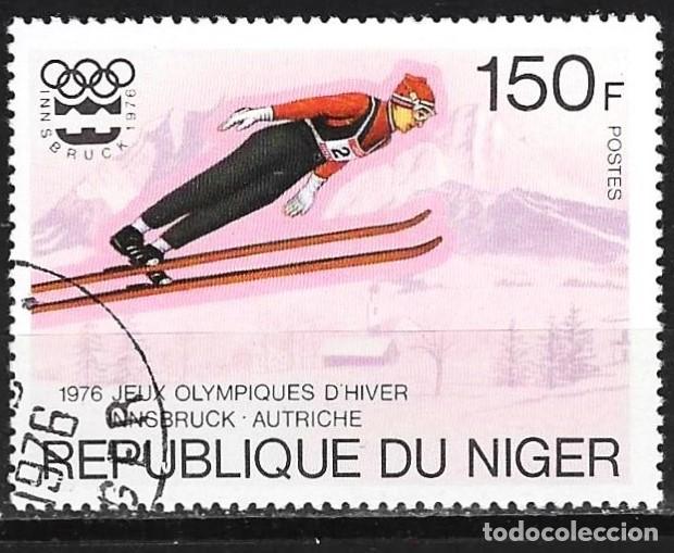 Sellos: Niger 1976 - Mi 508 - YT 354 - J.O. en Innsbruck : Salto con esqu&iacute;s