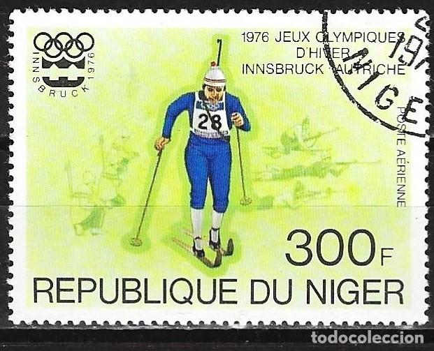 Sellos: Niger 1976 - Mi 510 - YT A 264 - J.O. en Innsbruck : Biatl&oacute;n ( A&eacute;reo )