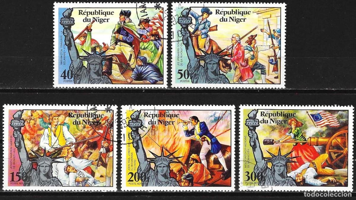 Sellos: Niger 1976 - Mi 514 a 518 - YT 356/357 + A 265 a 267 - Bicentenario de los Estados Unidos