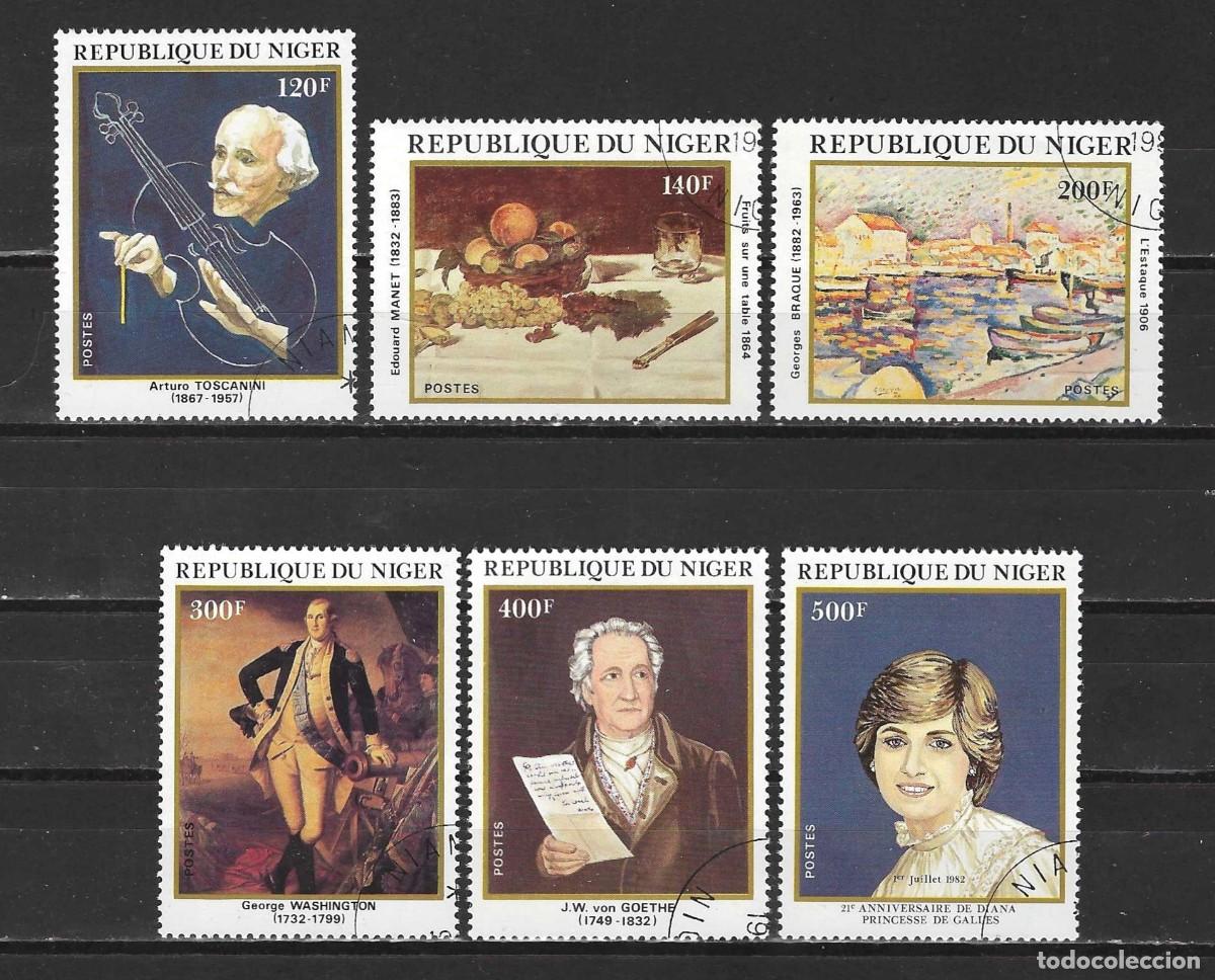 Sellos: Niger 1982 - Mi 782 a 787 - YT 565 a 570 - Cuadros y Famosos - Serie completa