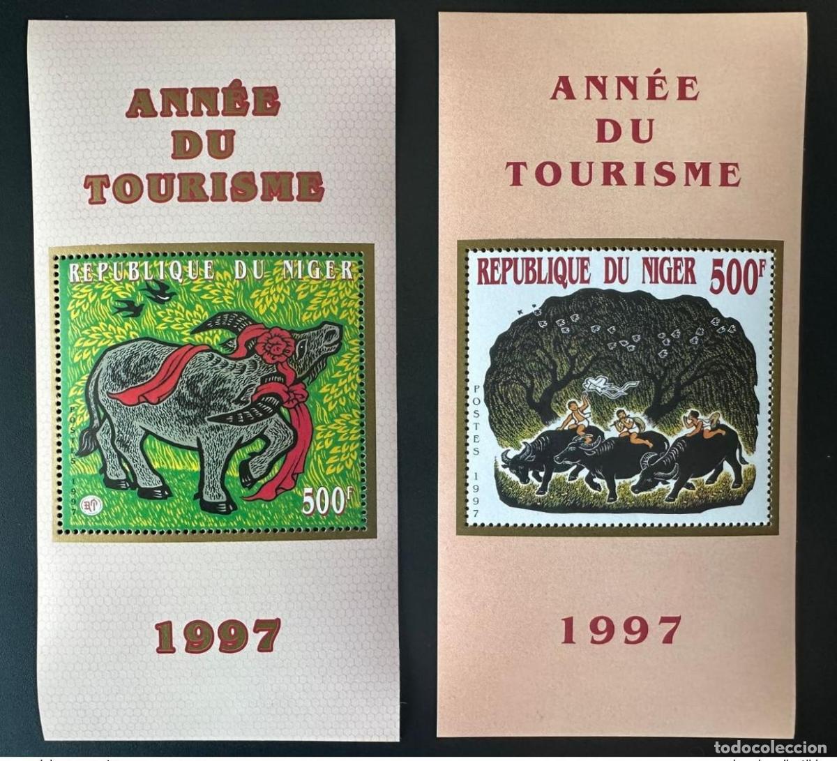 Sellos: N&iacute;ger 1997 Mi. Bl. 97 - 98 A&ntilde;o del turismo Buey China Nuevo