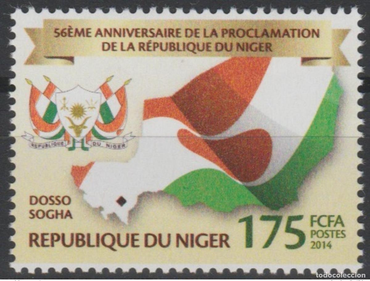 Sellos: N&iacute;ger 2014 Mi. 3269 56 a&ntilde;os Proclamaci&oacute;n de la Rep&uacute;blica Dosso Sogha ** 1 val.