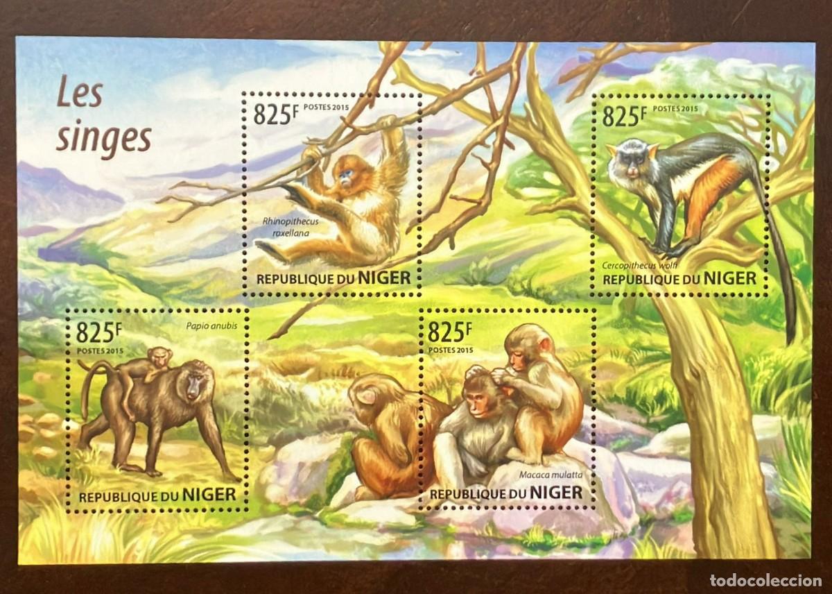 Sellos: TS) 2015 NIGER, SOUVENIR SHEET,THE MONKEYS.