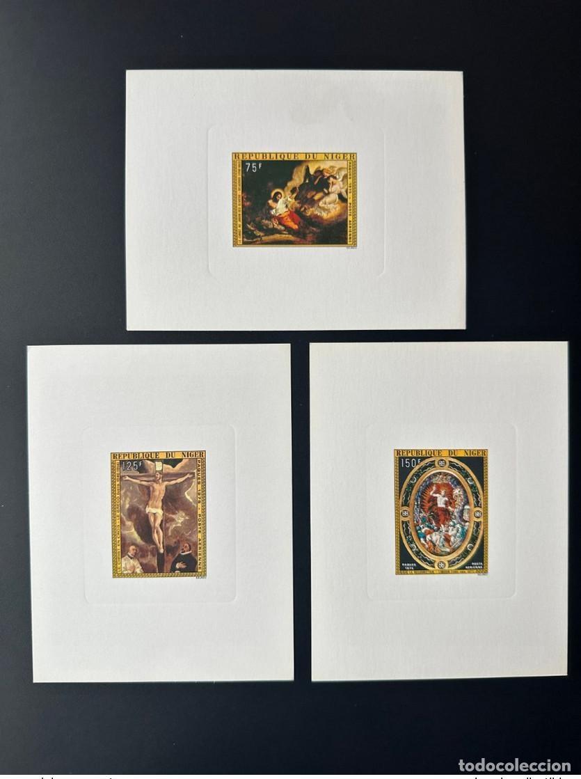 Sellos: N&iacute;ger 1975 Mi. 457 - 459 Lujo prueba de Cristo griego Pascua limusina Delacroix