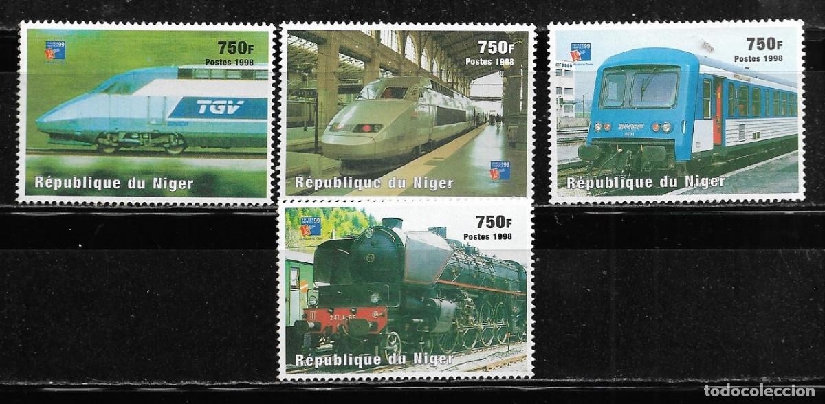 Sellos: NIGER 1998, Ivert 1243/46 - TRENES Y LOCOMOTORAS DEL MUNDO. MNH.
