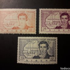 Francobolli: NIGER YVERT 64/6 SERIE COMPLETA NUEVA CON CHARNELA 1939 MAPA EXPLORADOR RENÉ CAILLÉ PEDIDO MÍNIMO 3€
