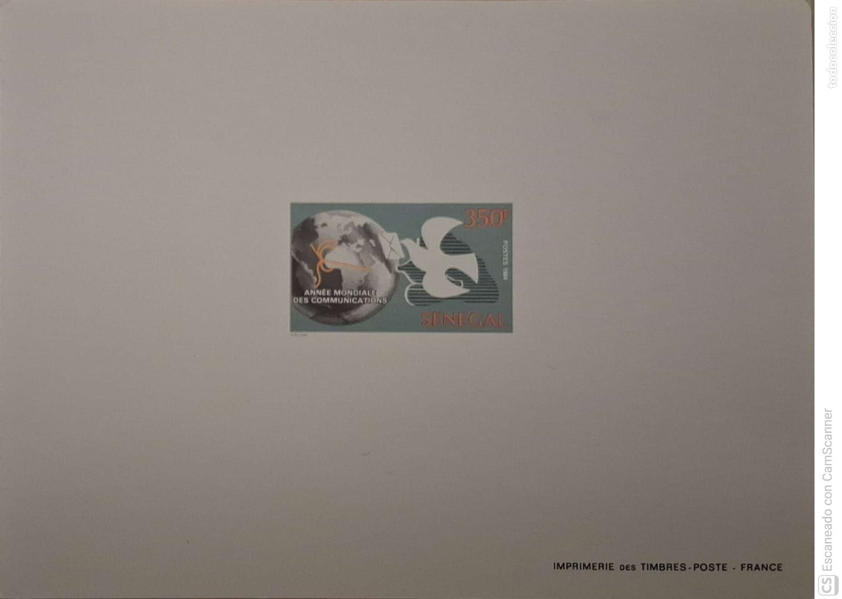 Sellos: Senegal. 626 Prueba de Lujo: A&ntilde;o mundial de las Comunicaciones: Globo terrestre y paloma llevando un