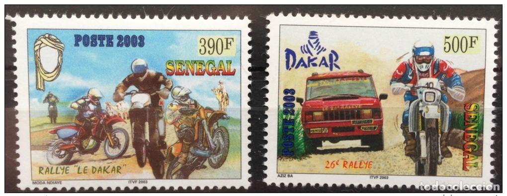 Sellos: Senegal 2003 26&ordm; Rally Dakar moto coche 2 val. UN MES RARO