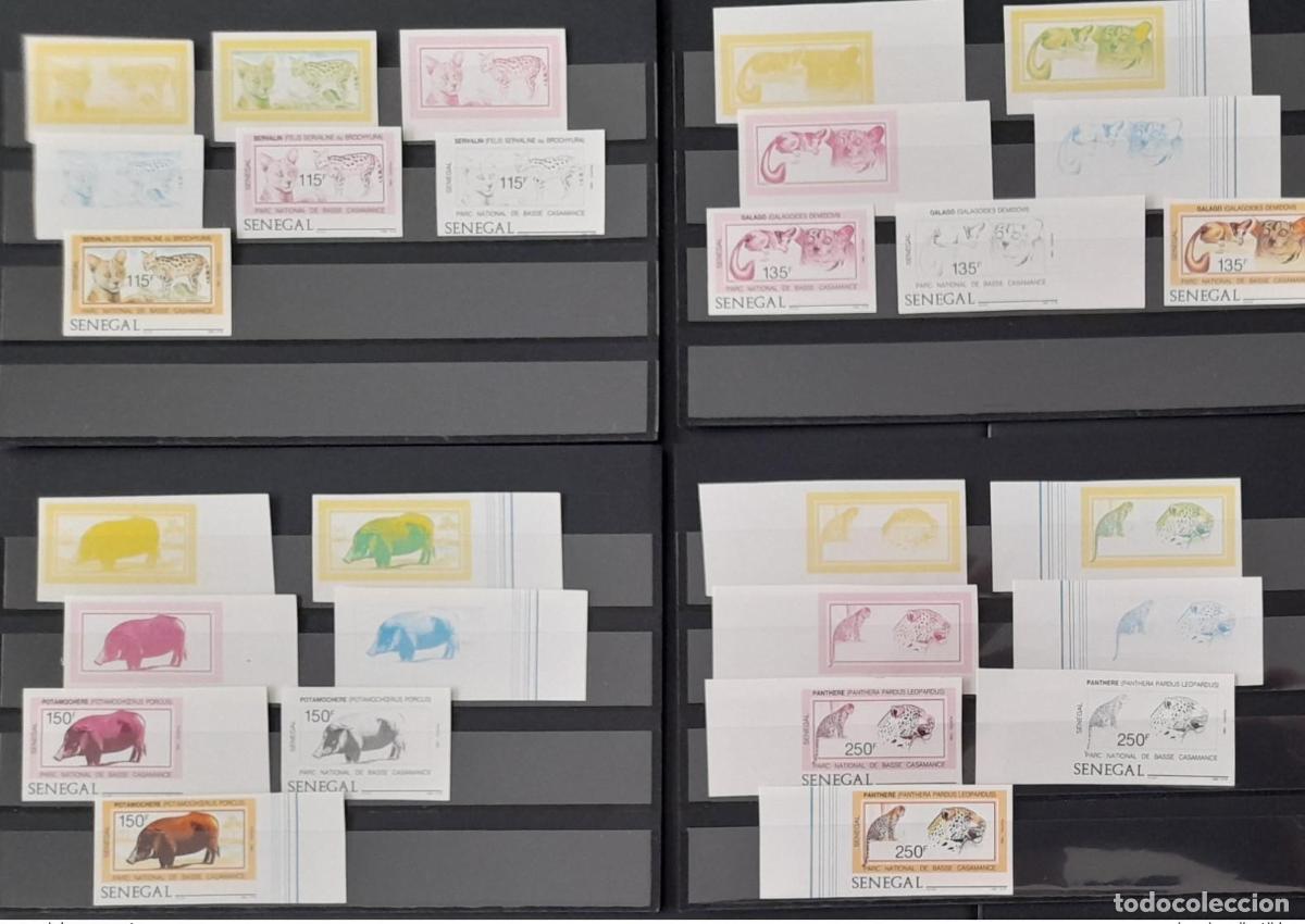 Selos: Senegal 1986/1987 Mi. 938 - 941 Pruebas de color ND Fauna del Parc Basse Casamance