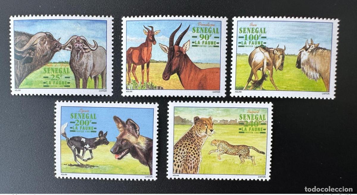 Sellos: Senegal 1997 Mi.1480 - 1484 Fauna Leopard Panther Hyene Buffalo set de 5