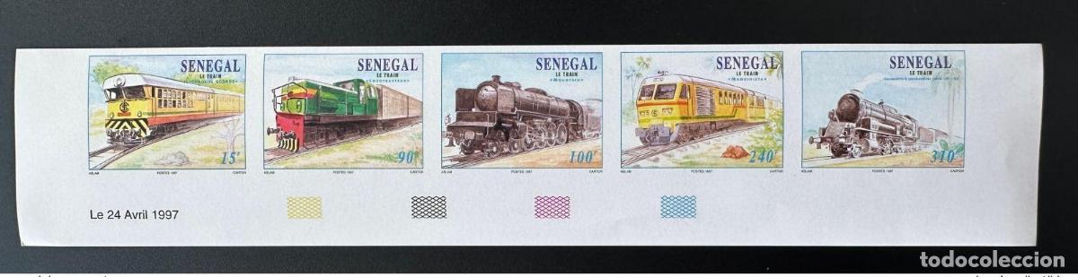 Francobolli: Senegal 1997 Mi. 1510 - 1514 ND IMPERF Le Train trains Railways tape