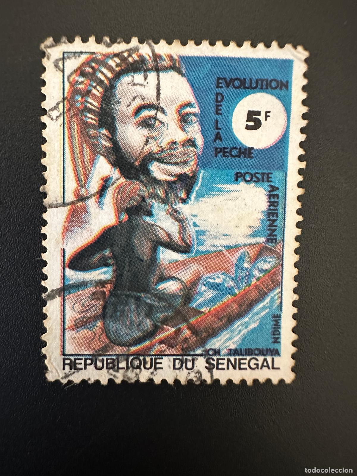 Sellos: Senegal 1977 Mi. B629 5F Obliterado usado Fishing Evolution RARE
