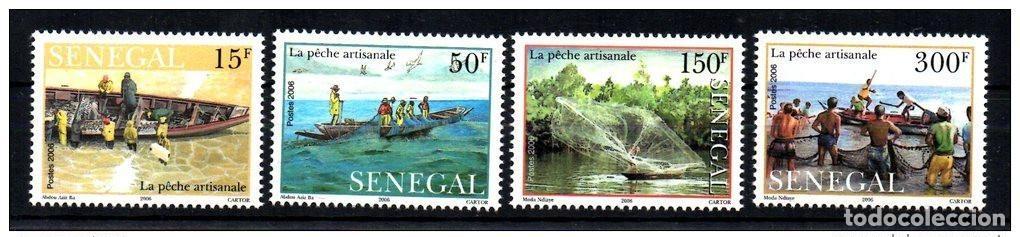 Sellos: Senegal 2006: Pesca artesanal barco bota pez raro