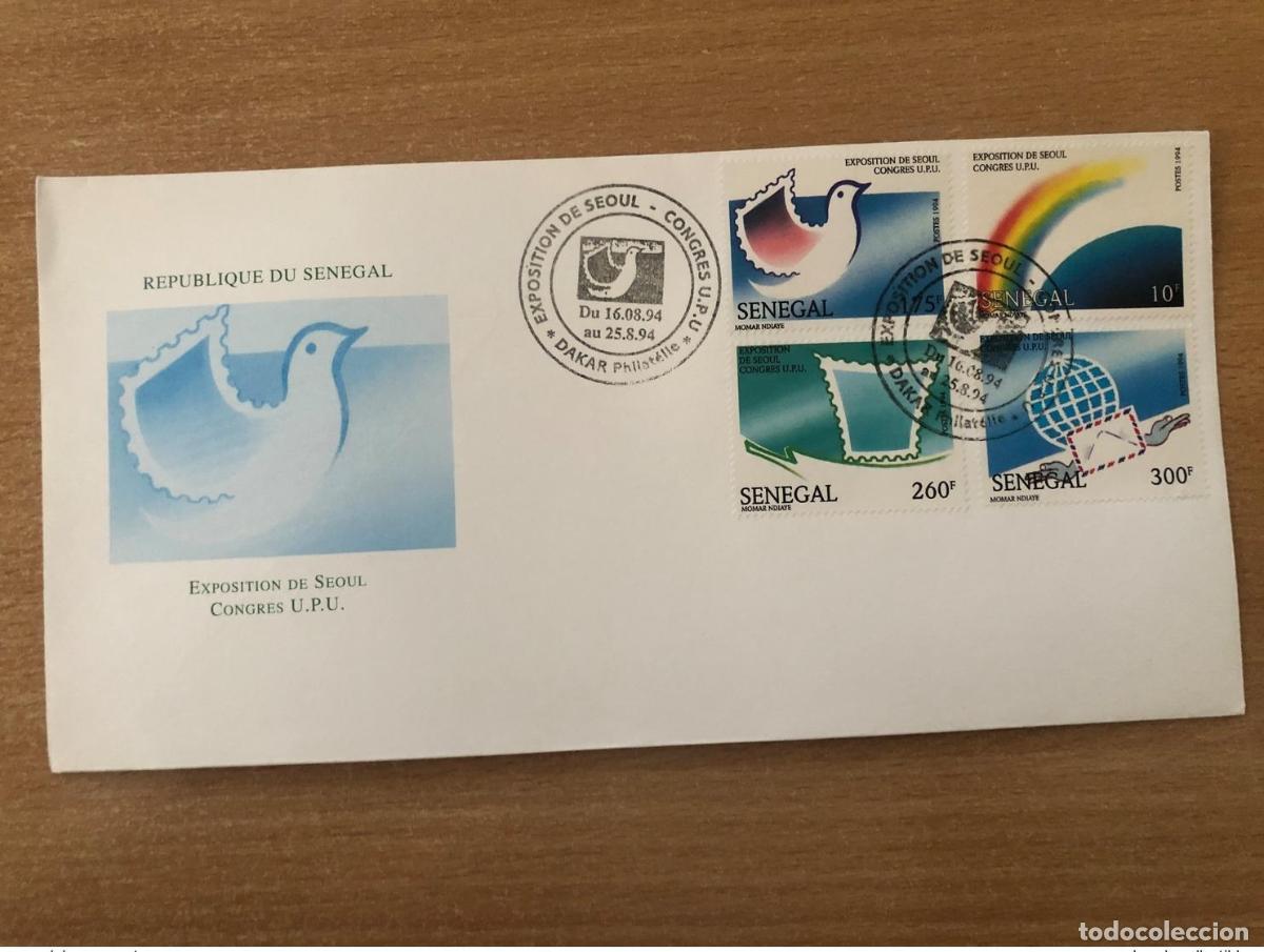 Sellos: Senegal 1994 FDC Mi. 1324 1327 Exposici&oacute;n de Se&uacute;l Corea Congreso la UPU Colombe