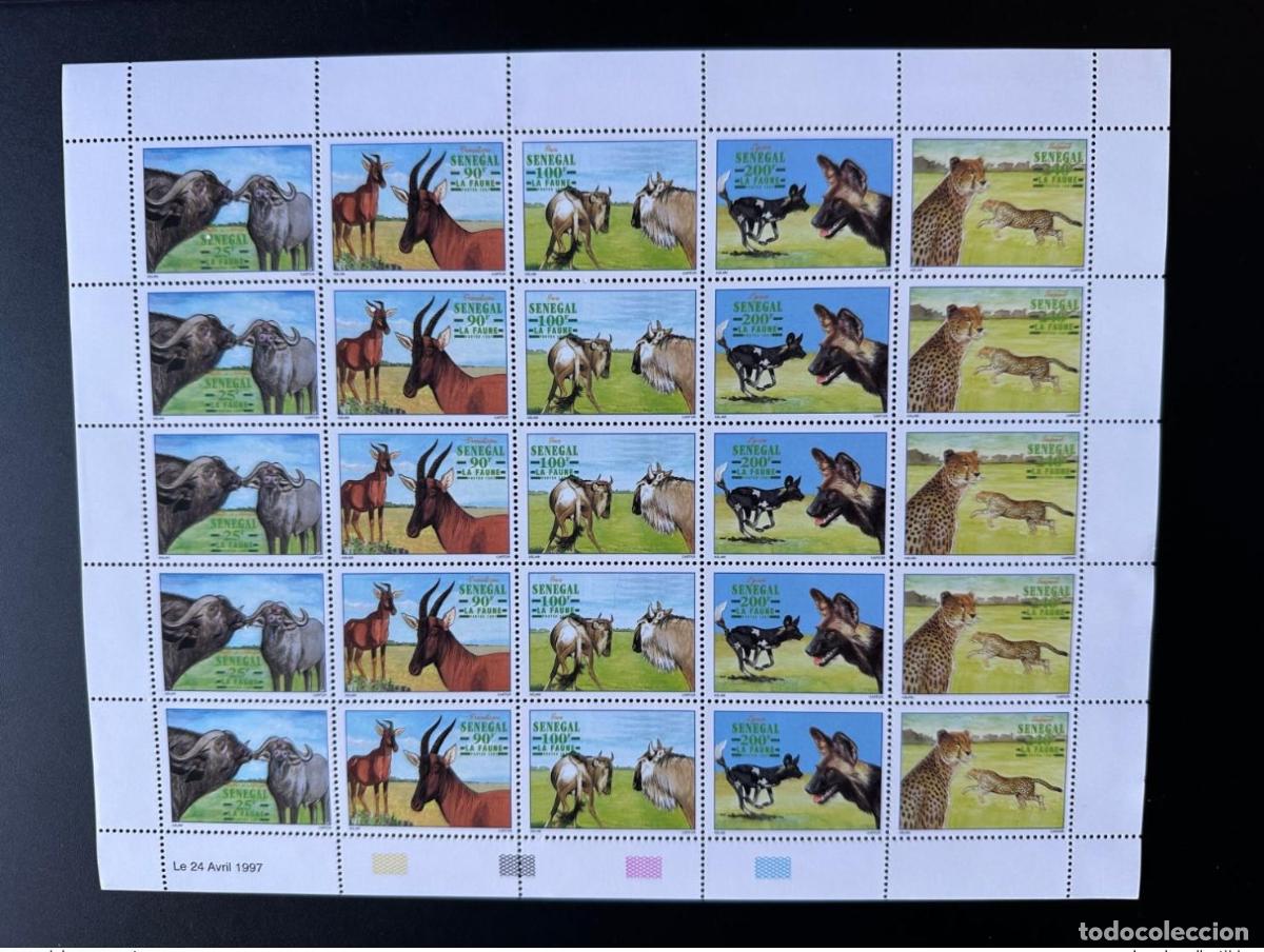 Sellos: Senegal 1997 Mi.1480 - 1484 Fauna Leopard Panther Hyene Hyena Buffalo board