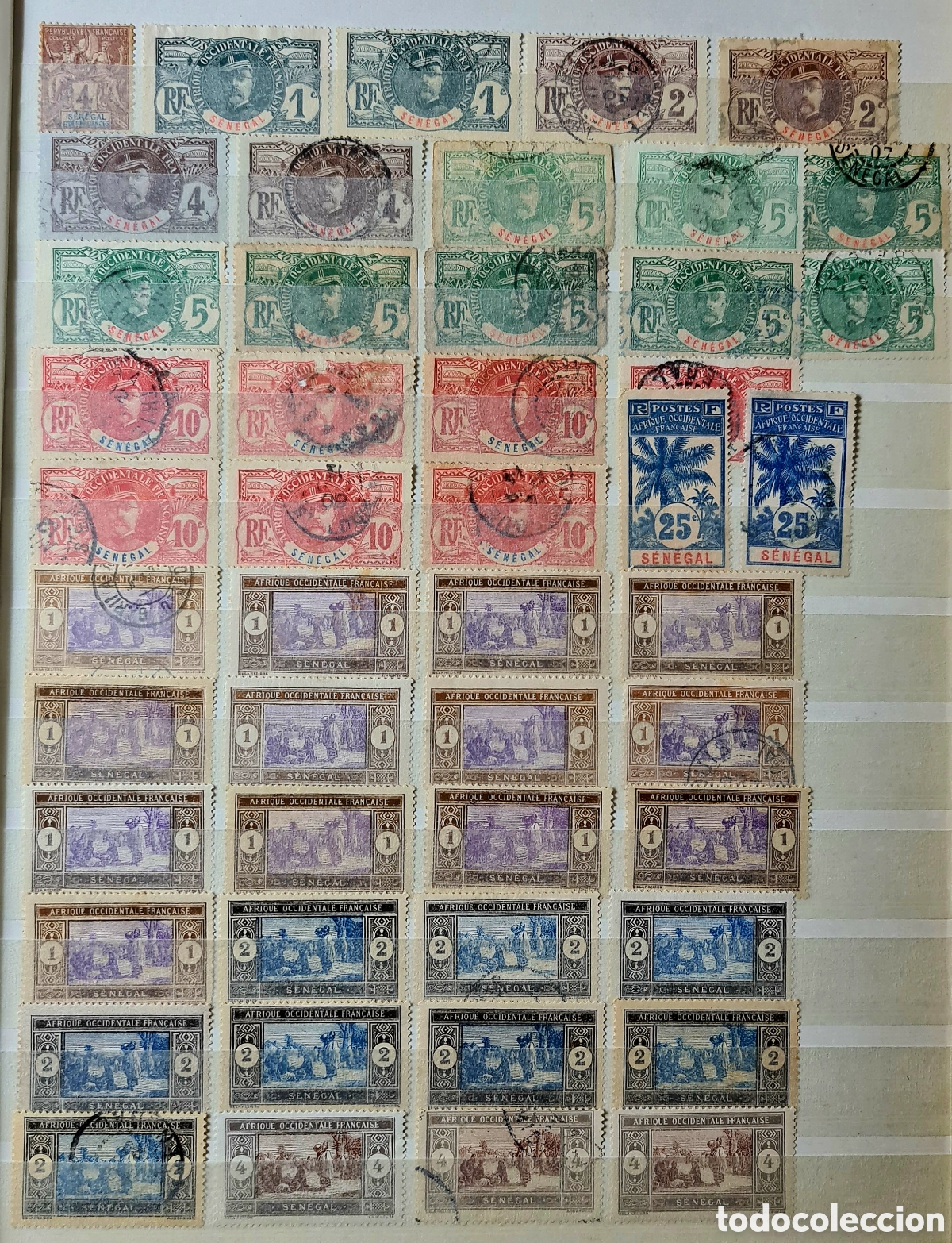 Timbres: Colecci&oacute;n de sellos de Senegal en &aacute;lbum de 8 p&aacute;ginas