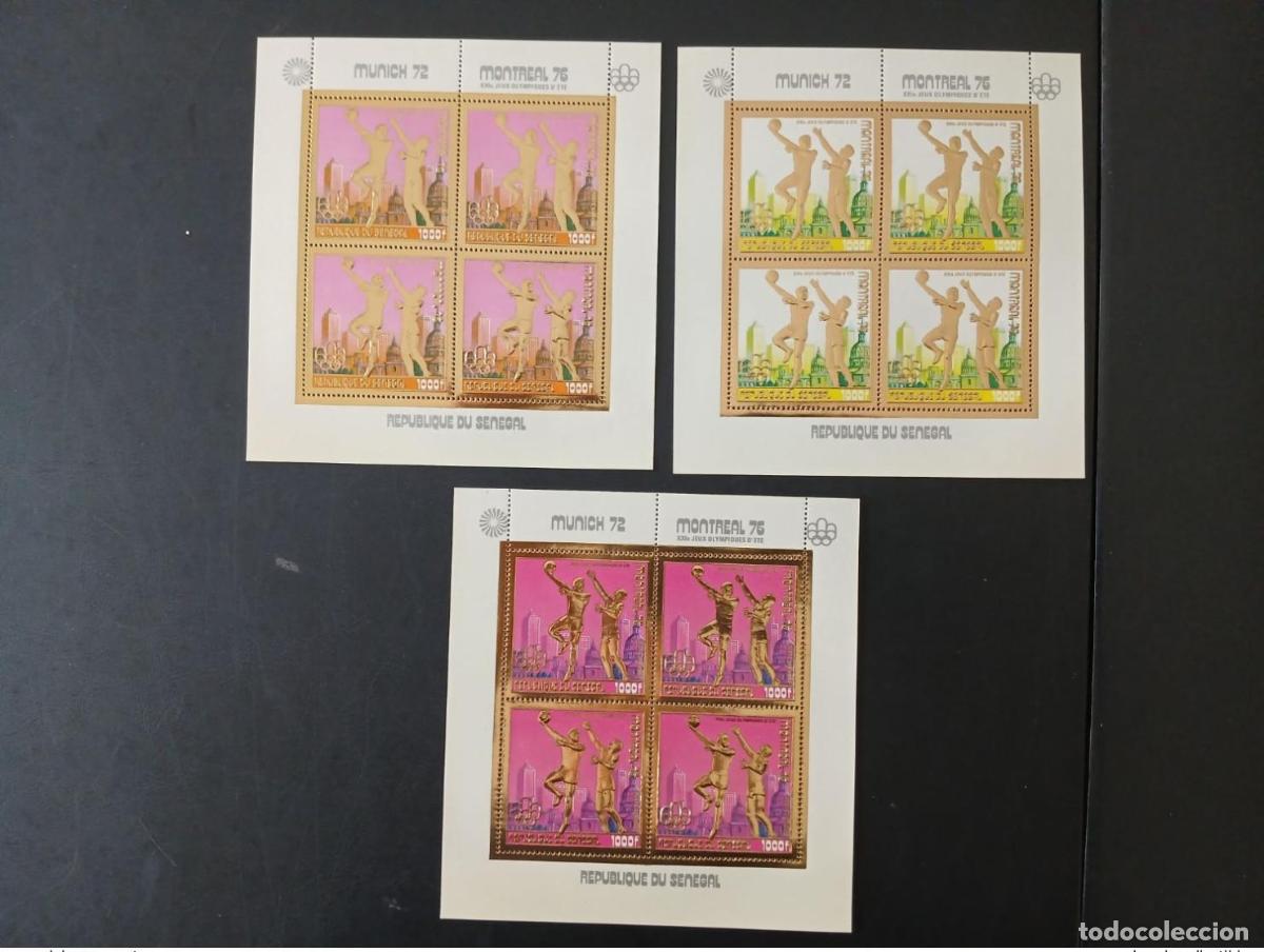 Briefmarken: Senegal 1976 Mi. 613 Klb. prueba de color el oro en los Juegos Ol&iacute;mpicos Baloncesto Montreal