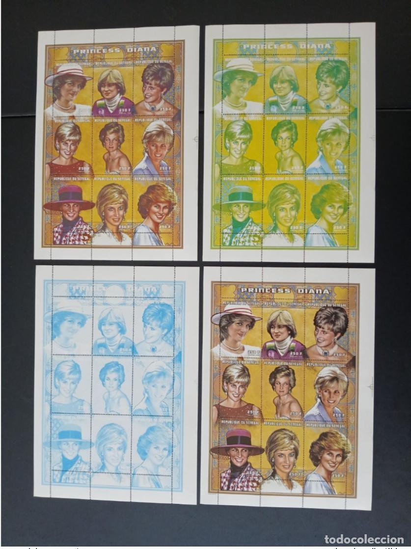 Briefmarken: Senegal 1998 Mi. 1541 - 1549 ensayos en color Lady Diana Spencer Princesa de Gales