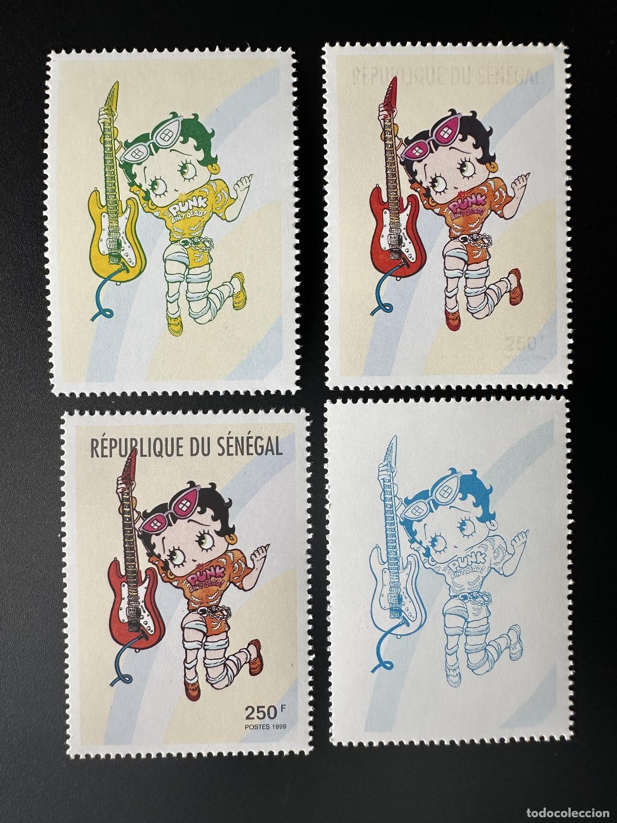 Sellos: Guitarra Musical Betty Boop 250 F Mi. 1842 Color Tests Senegal 1999
