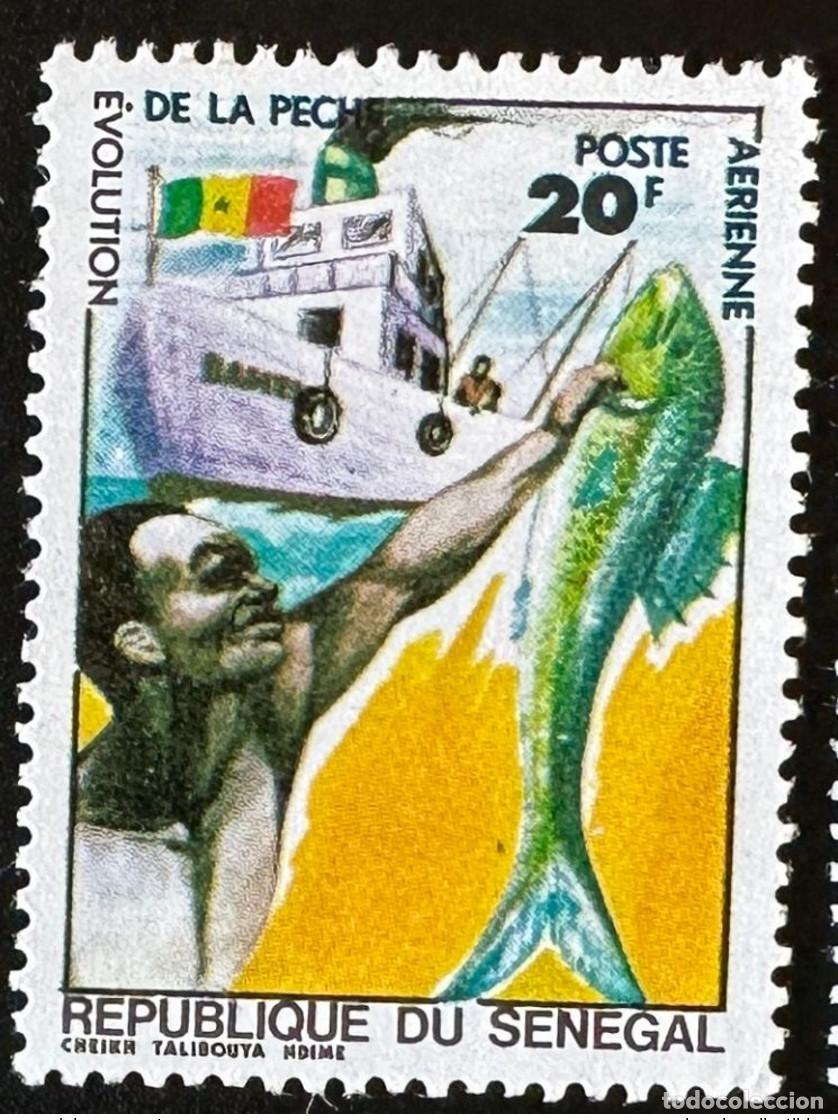 Sellos: Senegal 1977 Mi. Correo a&eacute;reo E629 20F Evoluci&oacute;n de la pesca RARO