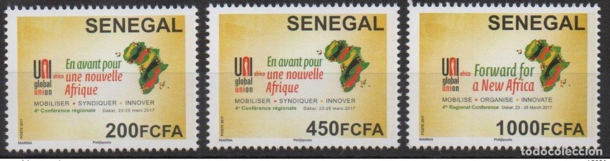 Sellos: Senegal 2017 Mi.? Mapa hist&oacute;rico de la 4&ordf; conferencia Uni&oacute;n Mundial &Aacute;frica UNI