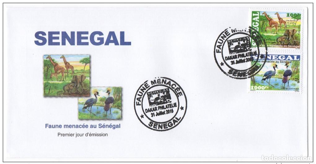 Sellos: Senegal 2015 sobre FDC para el primer d&iacute;a de vida silvestre animales en peligro extinci&oacute;n elefante