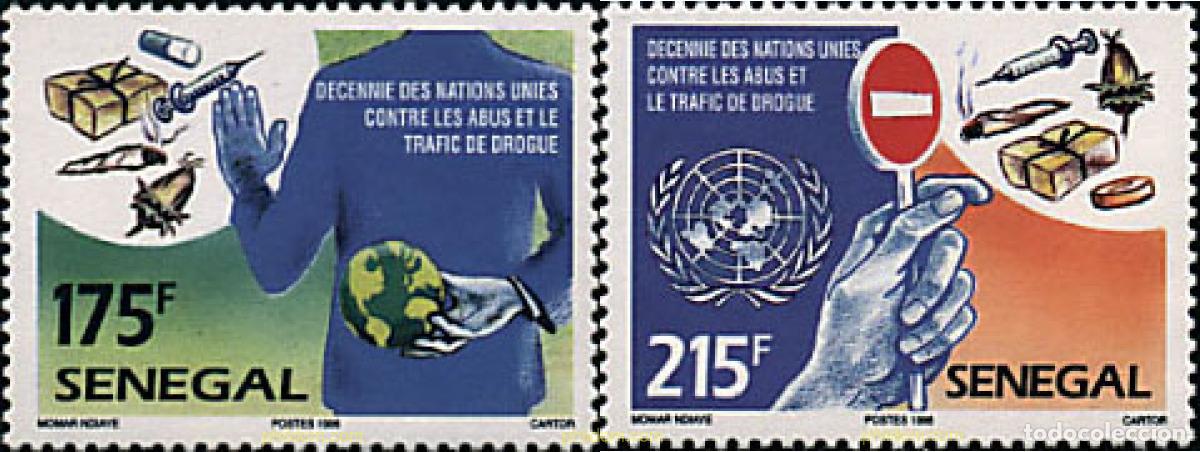 Sellos: 92509 MNH SENEGAL 1996 DECENIO DE LAS NACIONES UNADAS CONTRA EL ABUSO Y EL TRAFICO DE LAS DROGAS