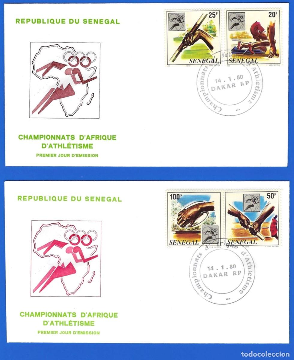 Sellos: Senegal 1980 - 2 FDC - Mi 708 a 711 - YT 520 a 523 - Atl&eacute;tismo ( serie completa )