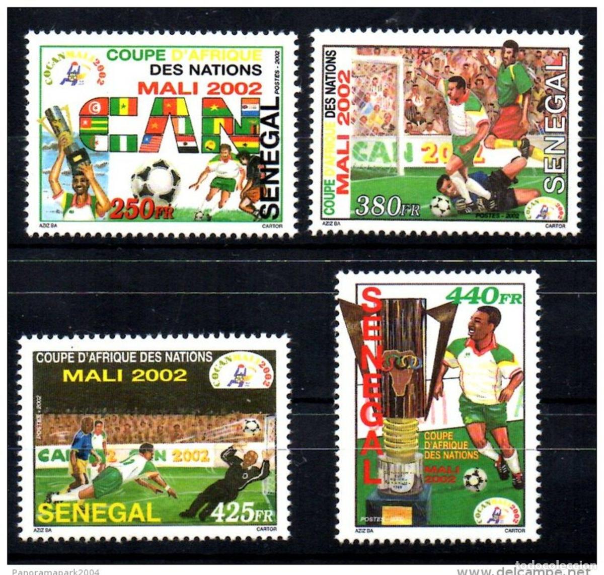 Stamps: Senegal 2002 Mali Copa Africana de Naciones CAN Football Soccer 4 val. MNH RARO