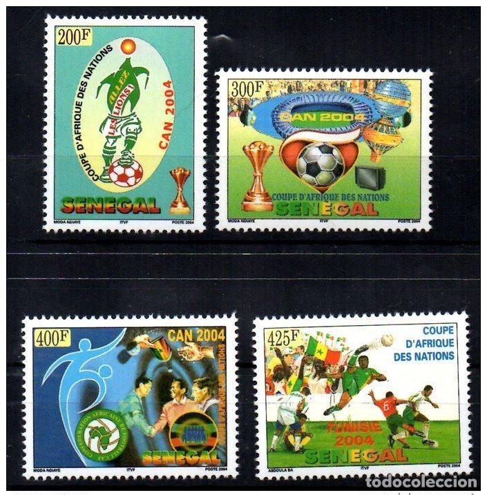 Stamps: Senegal 2004 T&uacute;nez Copa Africana de Naciones F&uacute;tbol 4 val. MNH RARO