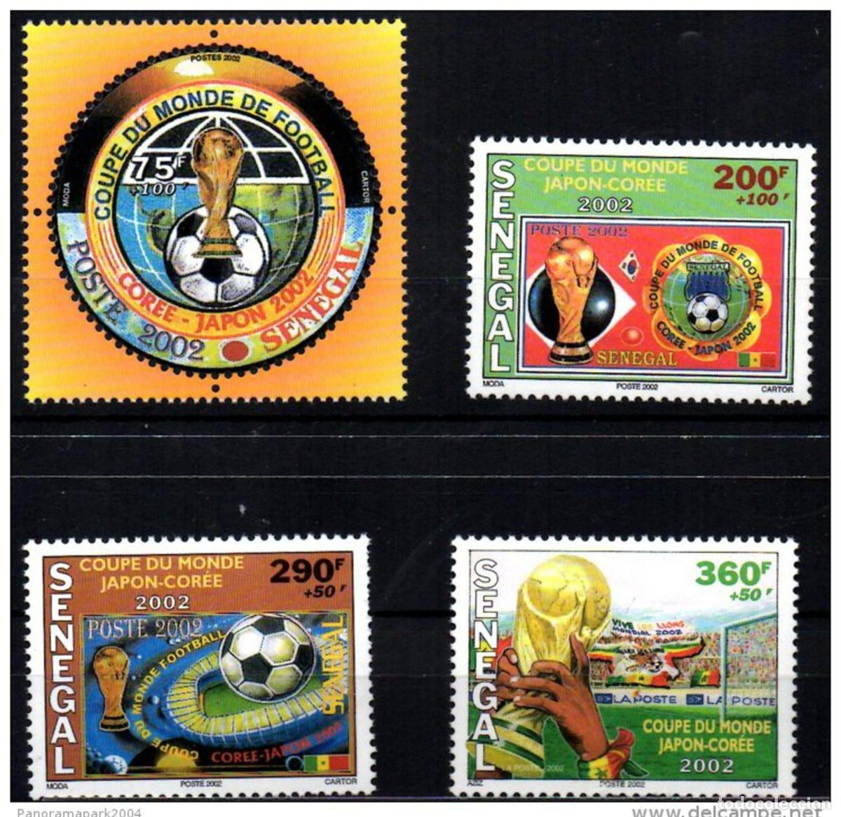 Stamps: Senegal 2002 Copa Mundial Corea Jap&oacute;n de la FIFA F&uacute;tbol 4 val. MNH RARO
