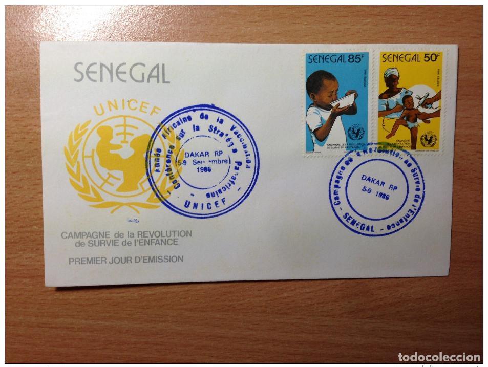 Sellos: Senegal FDC 1986 Campa&ntilde;a del UNICEF sobre la infancia y el beb&eacute; Revoluci&oacute;n Supervivencia