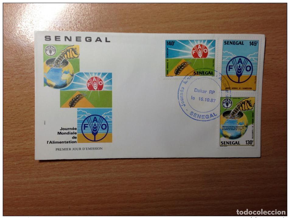 Sellos: Senegal FDC 1er primer d&iacute;a 1987 Mundial de la Alimentaci&oacute;n FAO
