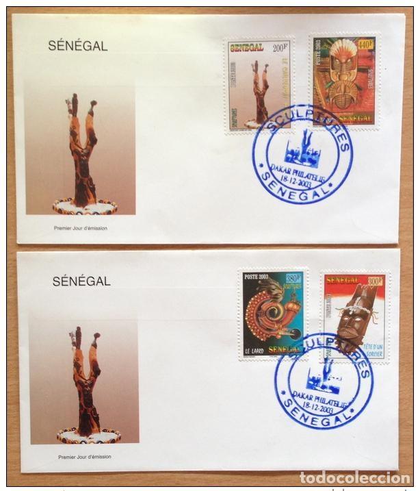 Sellos: Senegal 2003 FDC sobre primer d&iacute;a 1er SCULPTURES ART KUNST 4 val.