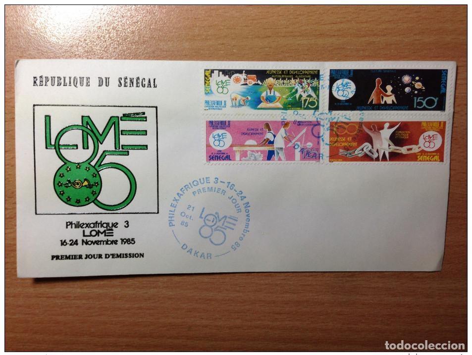 Timbres: Senegal FDC 1985 Philexafrica 3 Lom&eacute; Togo Juventud y desarrollo