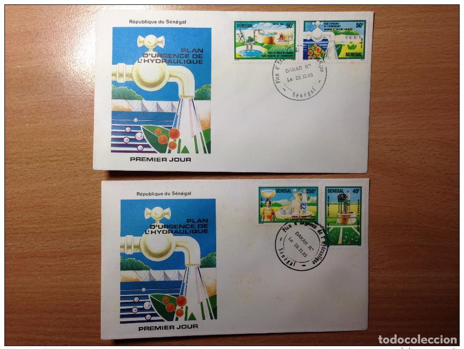Timbres: Senegal FDC 1985 Plan de emergencia hidr&aacute;ulica Water Wasser Eau Energies