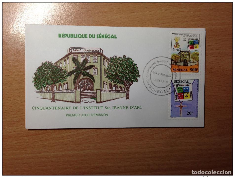 Timbres: Senegal FDC 1989 50 a&ntilde;os del Instituto Santa Juana de Arco Cristo Religi&oacute;n Jes&uacute;s Iglesia