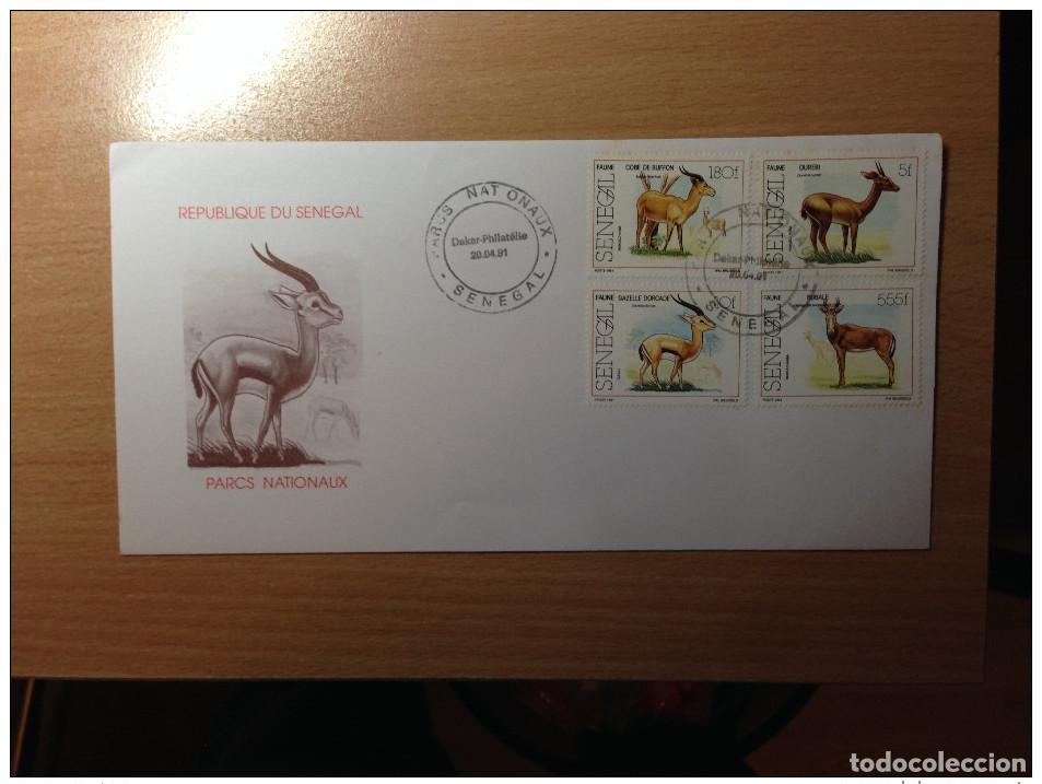 Timbres: Senegal FDC 1er primer d&iacute;a 1991 Fauna Parques Nacionales Gacelas