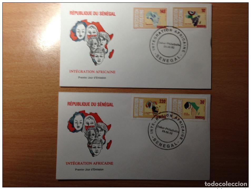 Timbres: Senegal primer d&iacute;a del FDC 1992 Integraci&oacute;n africana