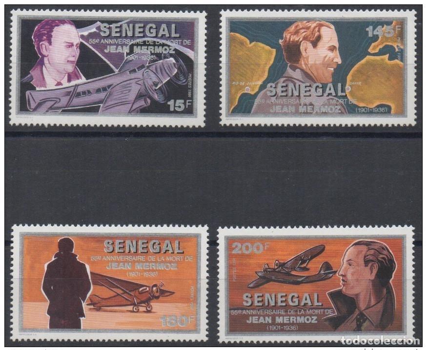 Sellos: Senegal 1991/1993 Aviador Jean Mermoz 1901-1936 Mi. A1252 - D1252 4.val MNH