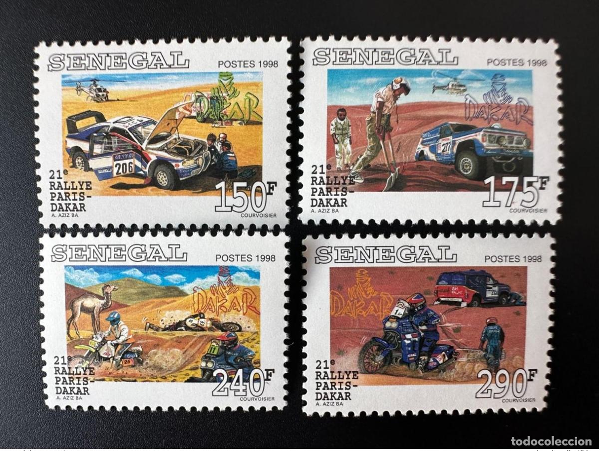 Sellos: Senegal 1998/1999 Mi. 1596 - 1599 21&ordm; coche de motocross del Rally Par&iacute;s-Dakar