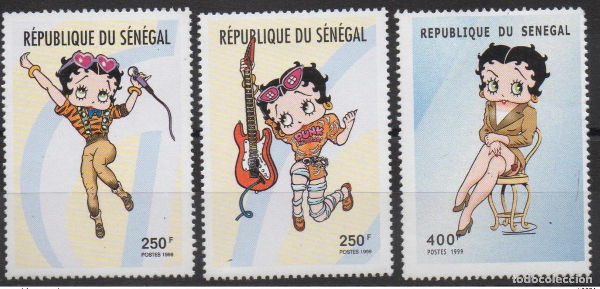 Sellos: Senegal 1999 - Mi. 1842-1844 250 F/400 F Betty Boop 3 val. Nueva tarifa de ** MH