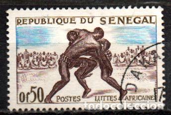 Sellos: SENEGAL IVERT N&ordm; 205 (A&Ntilde;O 1961) Lucha africana, usado