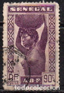 Sellos: SENEGAL IVERT N&ordm; 163 (A&Ntilde;O 1938) Mujer senegalesa., usado