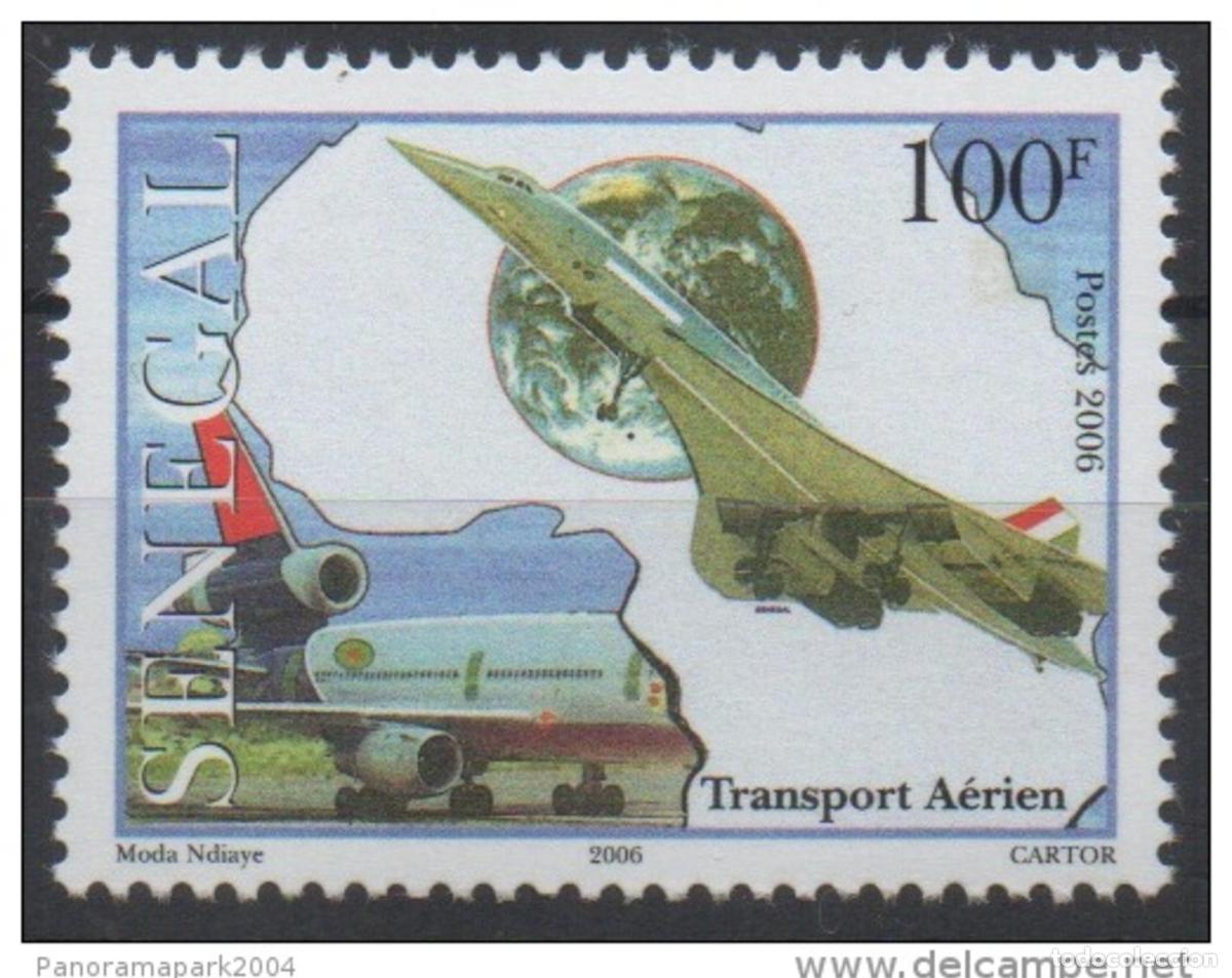 Stamps: Senegal 2006 - 100 F CONCORDE Nuevo avi&oacute;n de transporte a&eacute;reo ** MNH RARE
