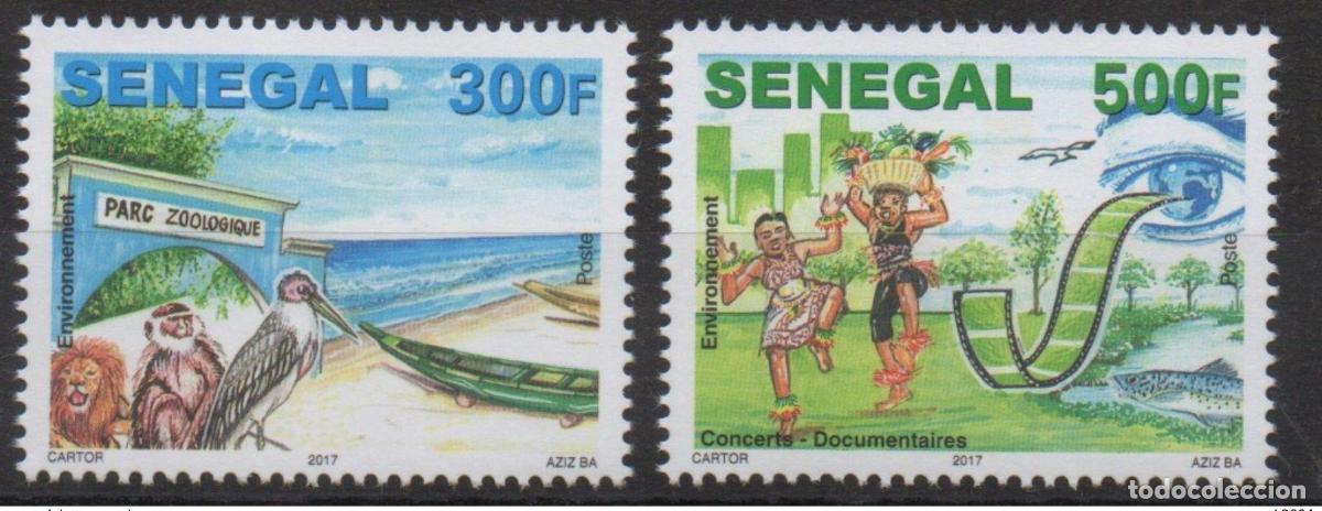 Sellos: Senegal 2017 Mi.? Medio ambiente vida silvestre le&oacute;n p&aacute;jaro mono cine pez