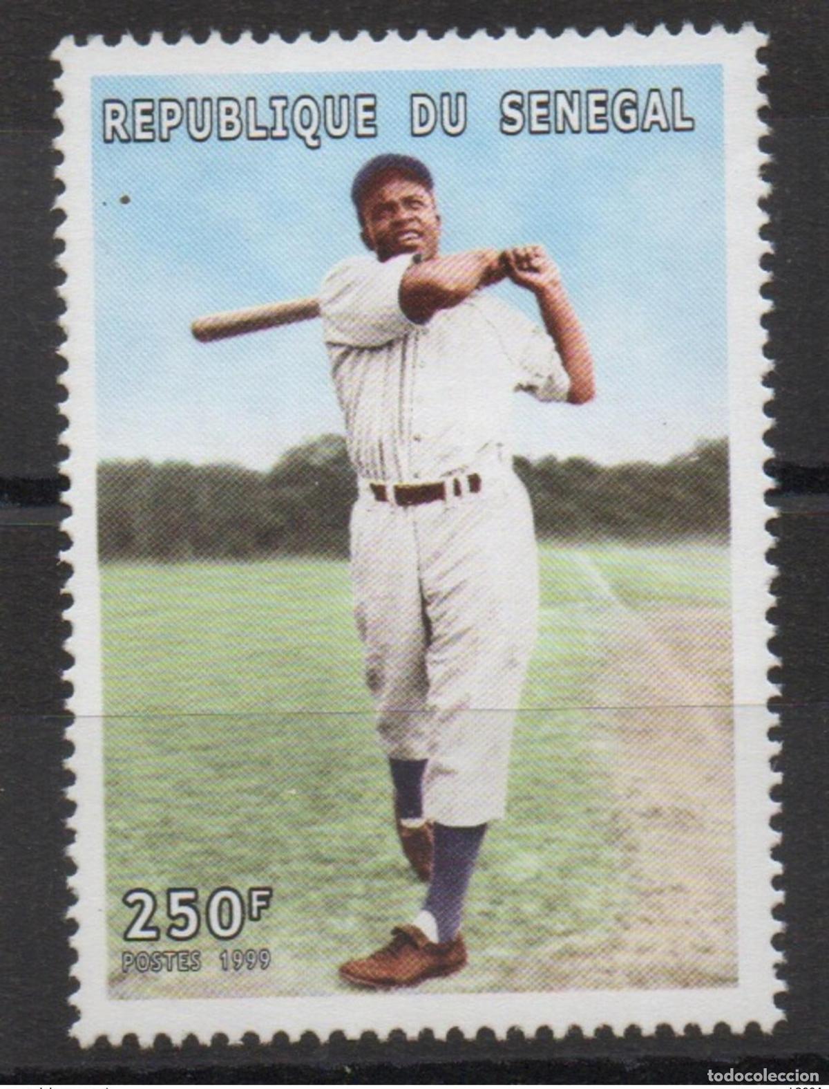 Sellos: Senegal 1999 - Mi. 1664 250 F Jackie Robinson Baseball Sport a estrenar ** MNH RARO