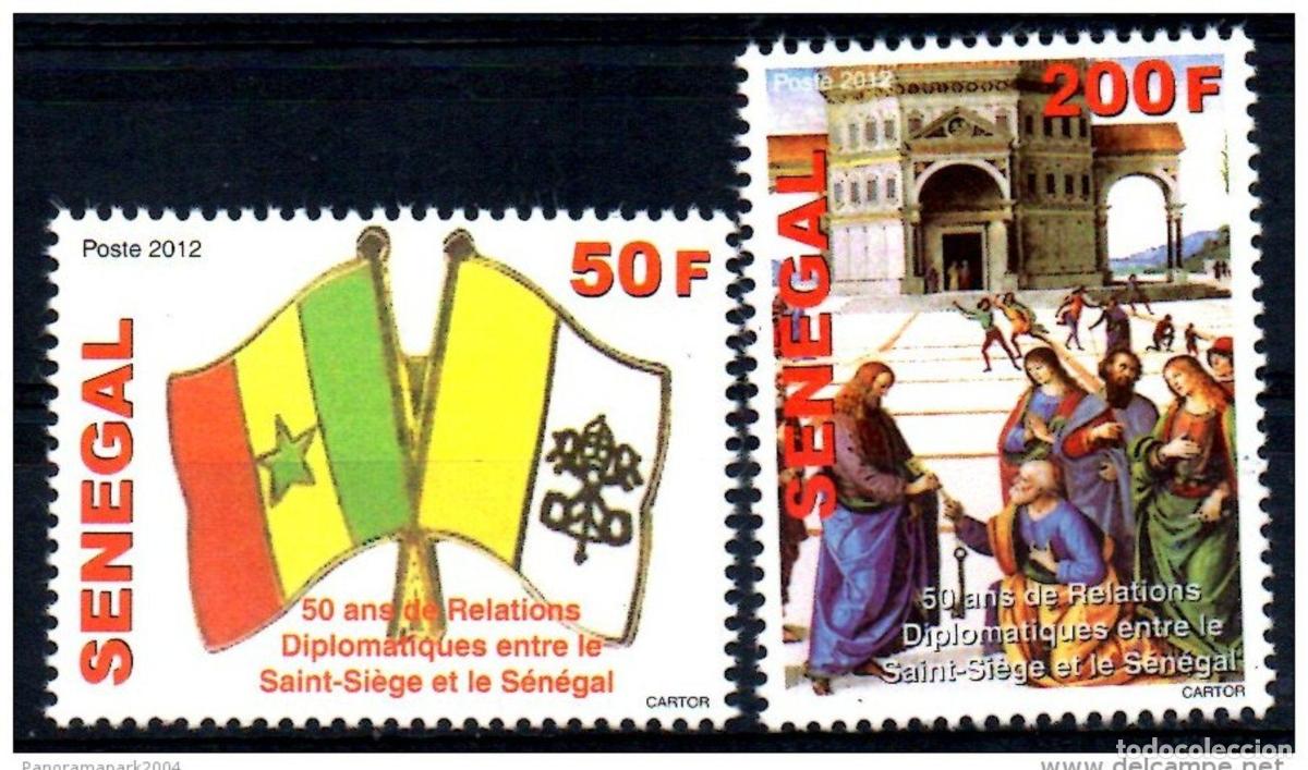 Timbres: 50 aniversario de Senegal 2012 Relaciones con el VATICANO Emisi&oacute;n Comuna 2 val. 5 MNH