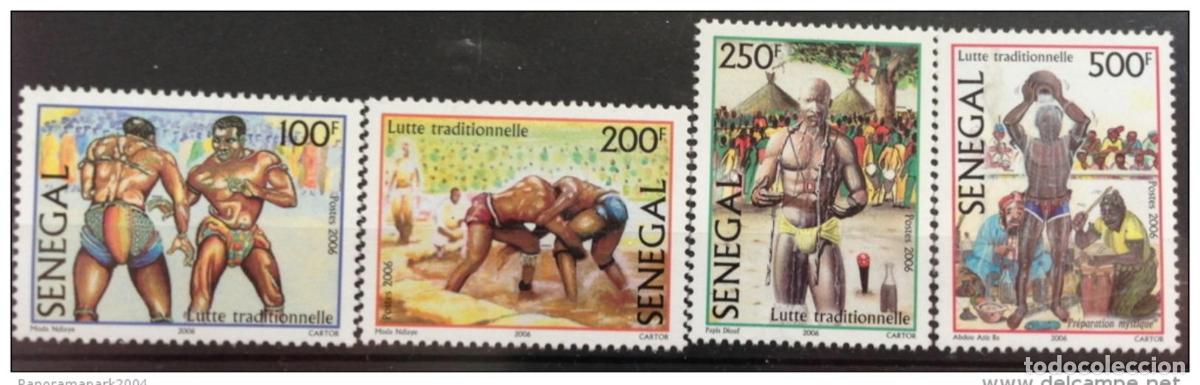 Stamps: Senegal 2004/2006 Lucha tradicional Senegalese Wrestling Sport 4 val. MNH RARO