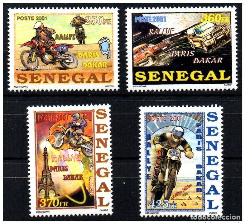 Sellos: Senegal 2001 24&ordm; Rally Dakar de Par&iacute;s Motocross Motorsport Car 4 val RARE**MNH